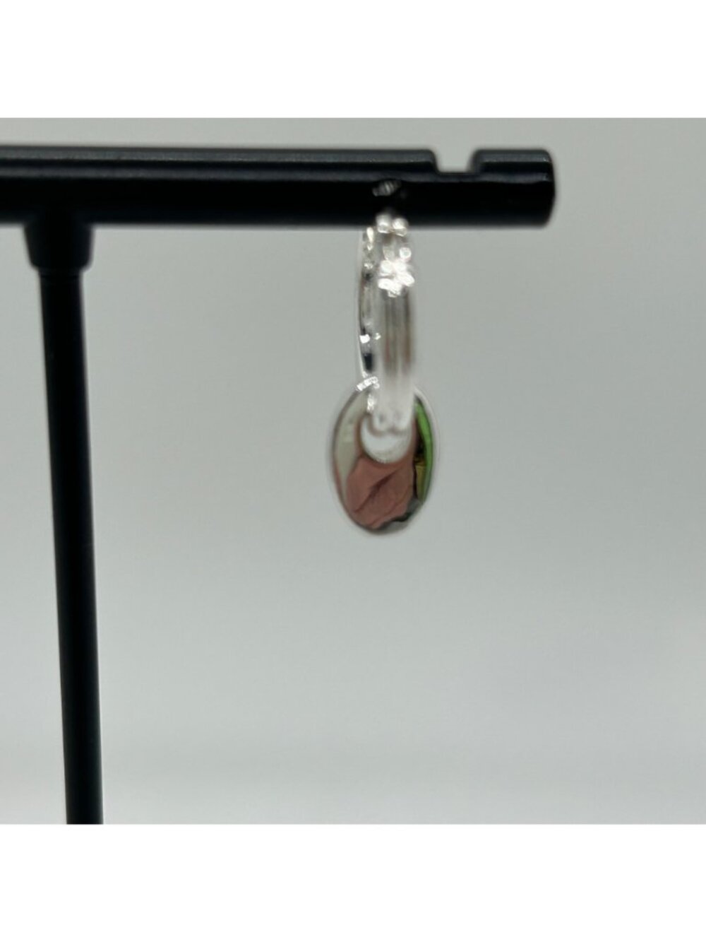 Chaps Silver Tone Hoop Small Dangle Charm Disc Coin Drop Pierced Modern - Picture 12 of 14